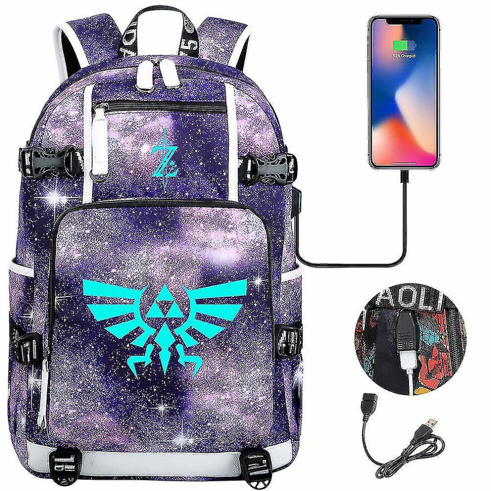 (9) Zelda Breath Of The Wild Eye Game Usb Backpack - Cosplay Student Schoolbag, Unisex Travel Computer Laptop Bags-image-OPC-PDPH7WG-NEW