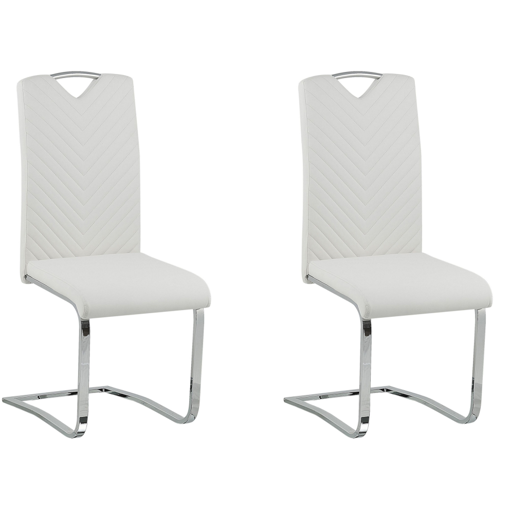 Set of 2 Dining Chairs PICKNES Faux Leather Off-White
