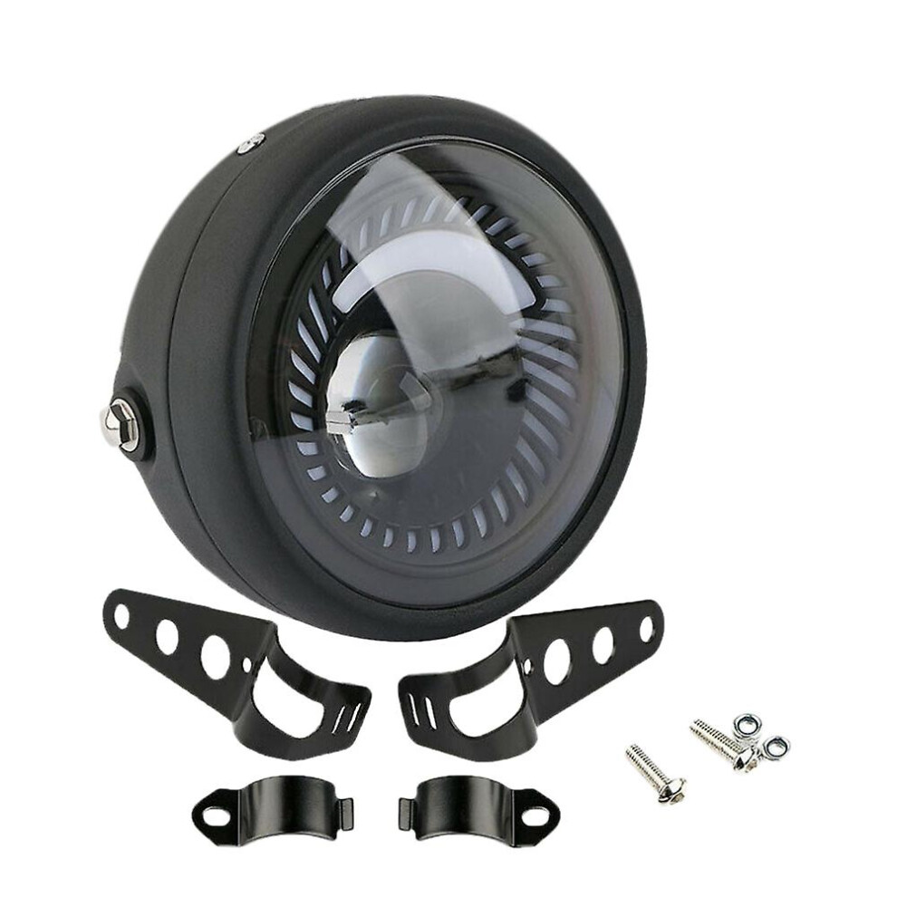 Motorcycle Cafe Racer Bobber 6.5 Inch Led Headlight Spiral Side Mount Bracket White 9152243171212