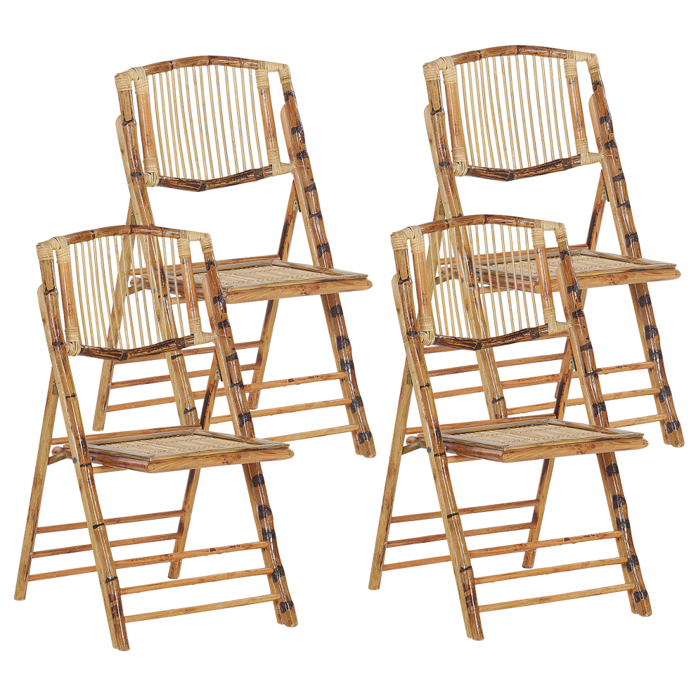 Set of 4 Dining Chairs Folding TRENTOR Bamboo Wood Natural