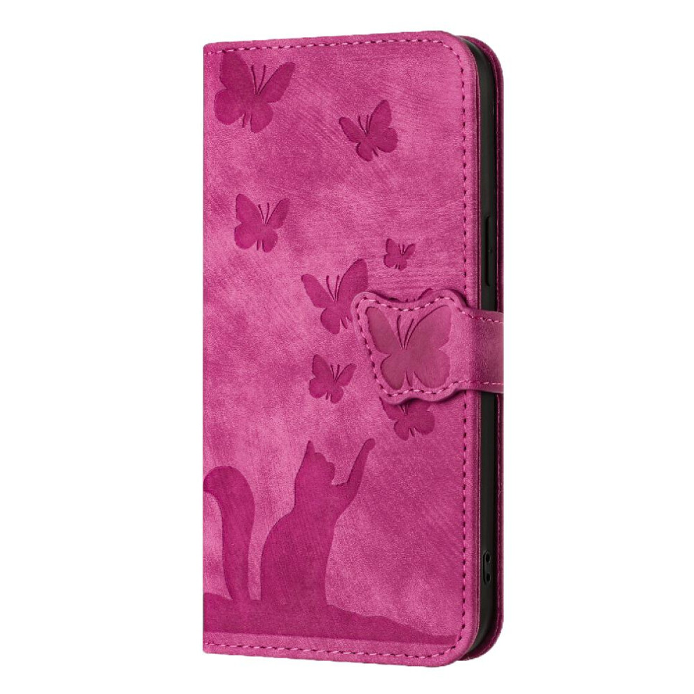 (Pink) Case For Google Pixel 7A Card Pocket Embossed Butterfly Cat Holder Cover Wallet Case Flip Folio Pink 764762593575