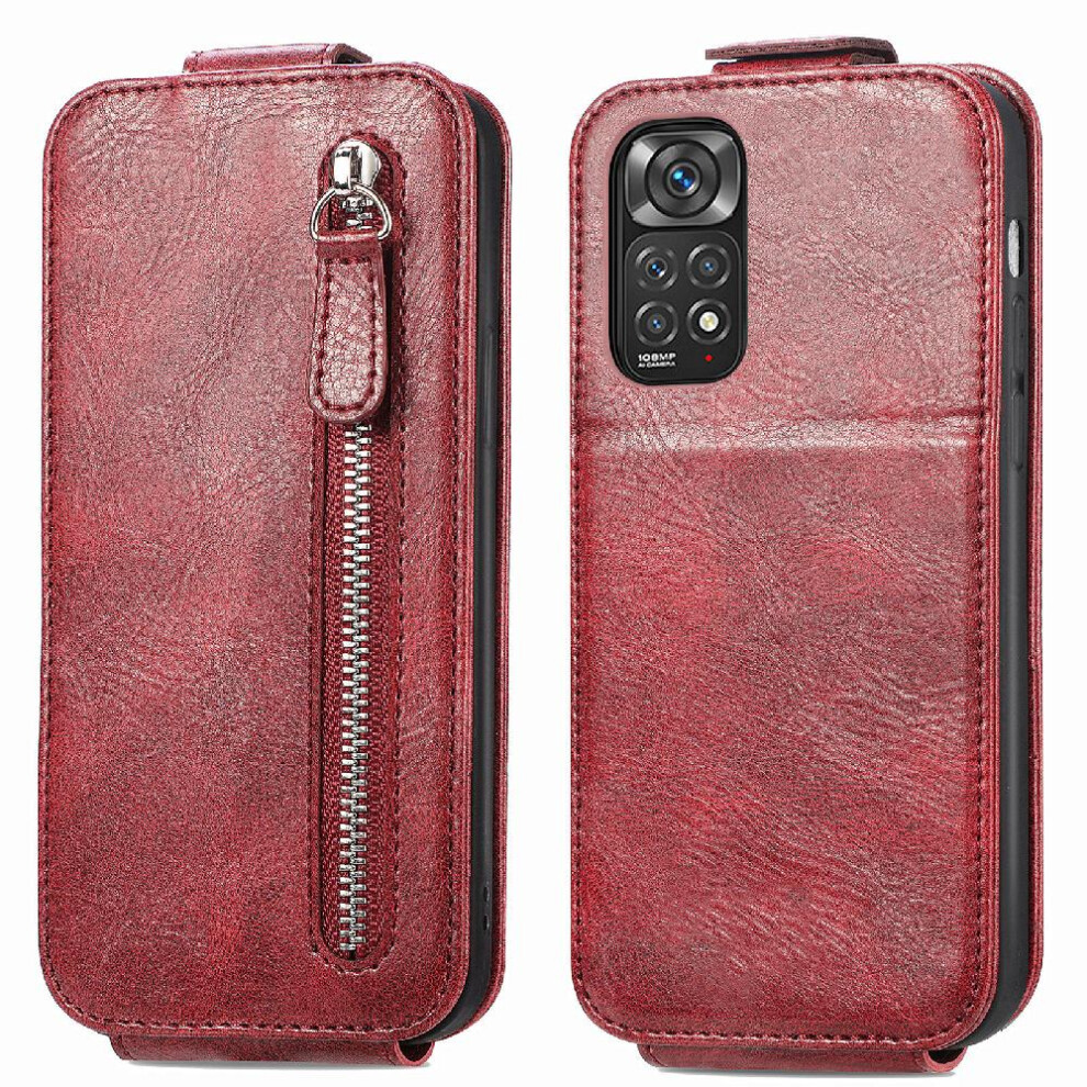 (Red) Case For Xiaomi Mi Note 11 Flip Cover Exquisite Business Fashion Design Wallet Function Leather Case Red 764762594251