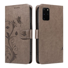 (Gray ) Case For Samsung Galaxy S20 Plus Wallet Phone Case High Quality Leather Embossed Butterfly And Card Slot With Hand Strap