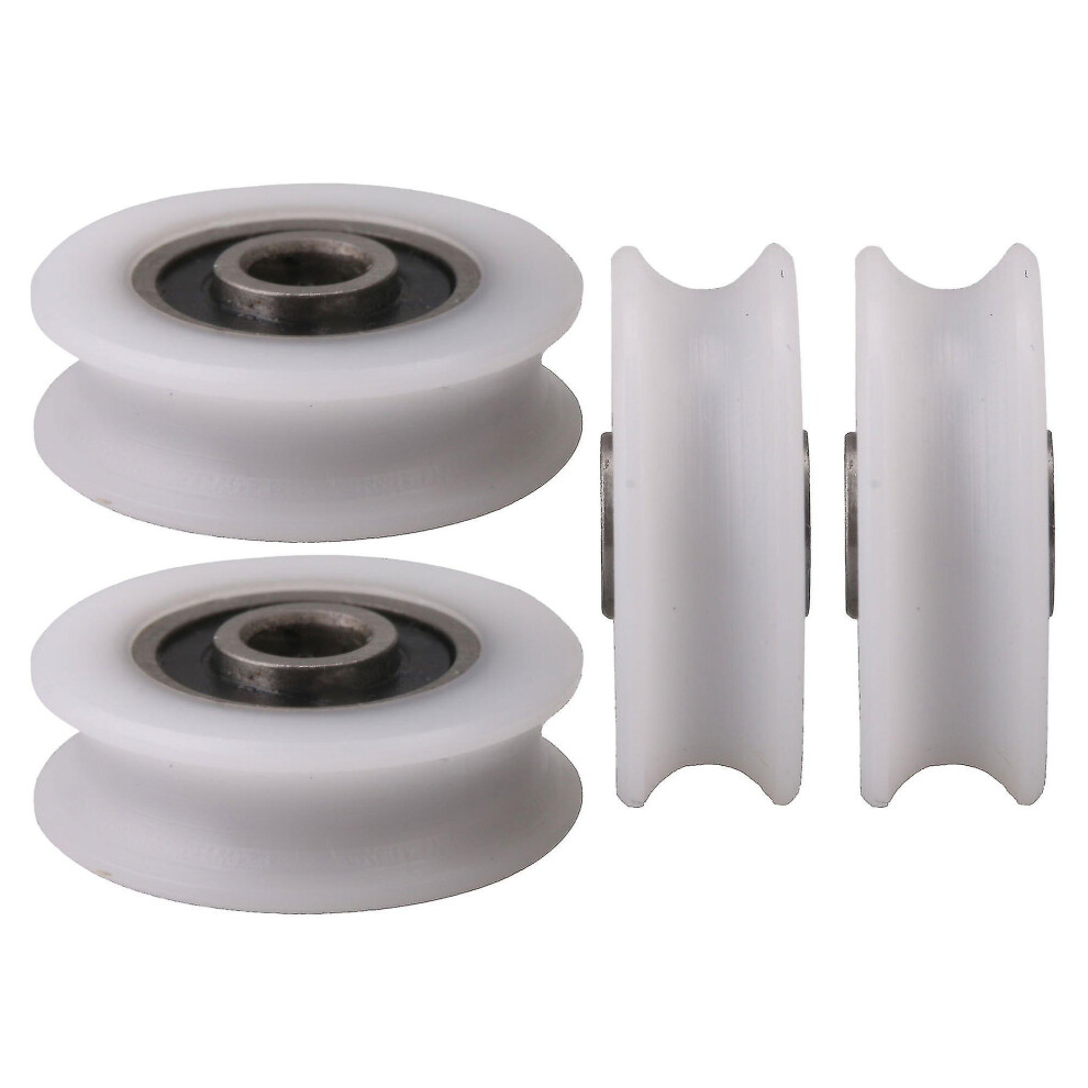 4Pcs White Inner Dia 4Mm U-Groove Nylon Pulley Wheel For Sliding Door (Ruipei) 9152243184441