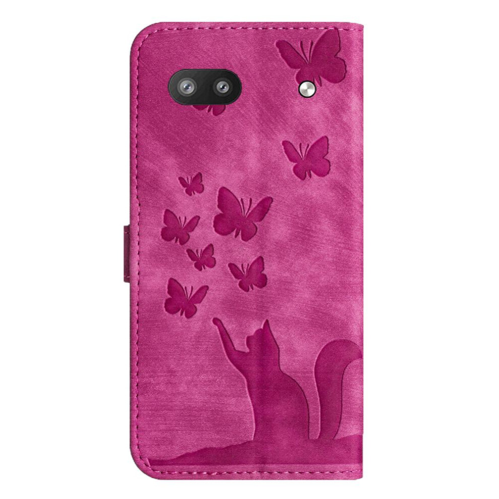 (Pink) Case For Google Pixel 6A Card Pocket Flip Folio Embossed Butterfly Cat Holder Cover Wallet Case Pink 764762594466