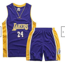 (Purple Lakers 24, XL 11 to 12 Years) Kids Boys Basketball Kit Suit Training Sport Vest Shirt Shorts Set Tracksuit