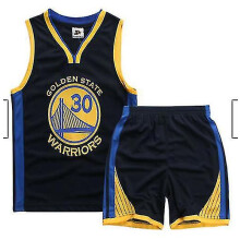 (Black Golden State Warriors 30, M 8 to 9 Years) Kids Boys Basketball Kit Suit Training Sport Vest Shirt Shorts Set Tracksuit