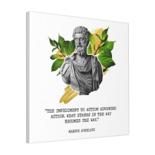 Canvas Print Only Marcus Aurelius - The Obstacle Is The Way Wall Art Poster Room Decor 18x18 inch No Frame