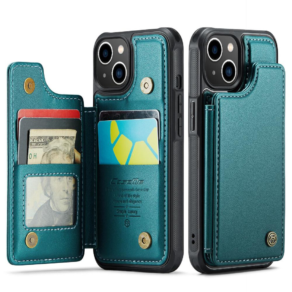 (Green) Caseme Wallet Case For Iphone 14 Kickstand Slim Shockproof Case Rfid Blocking Card Holder Pu Leather Green 764762595241