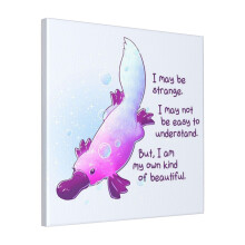 Canvas Print Only I Am My Own Kind Of Beautiful Platypus Wall Art Poster Room Decor 18x18 inch No Frame