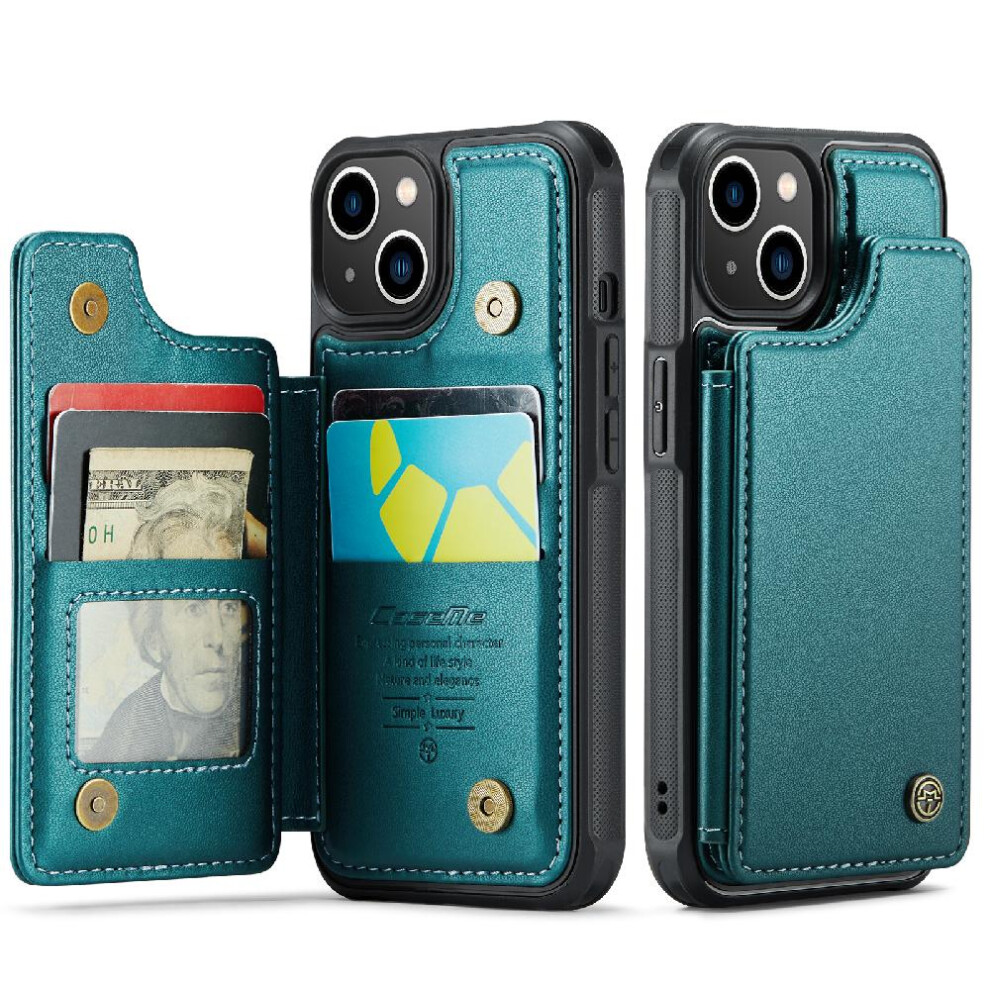 (Green) Caseme Wallet Case For Iphone 13 Pu Leather Rfid Blocking Slim Shockproof Case Kickstand Card Holder Green 764762595395