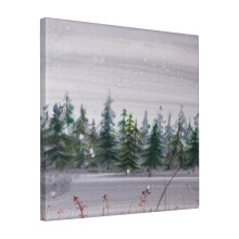 Canvas Print Only Fir Forest In Winter Time Wall Art Poster Room Decor 18x18 inch No Frame