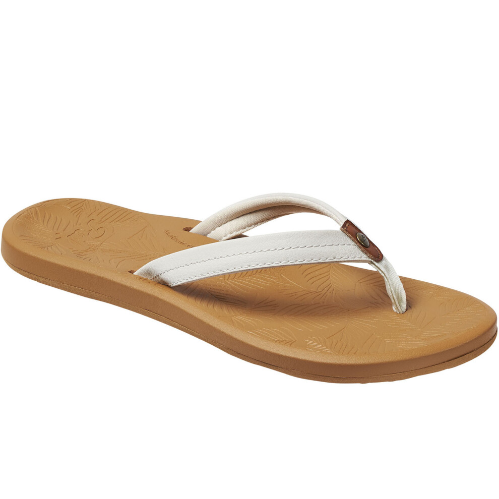 (7 UK, White) Reef Womens Tides Vegan Leather Summer Beach Pool Sandals Thongs Flip Flops