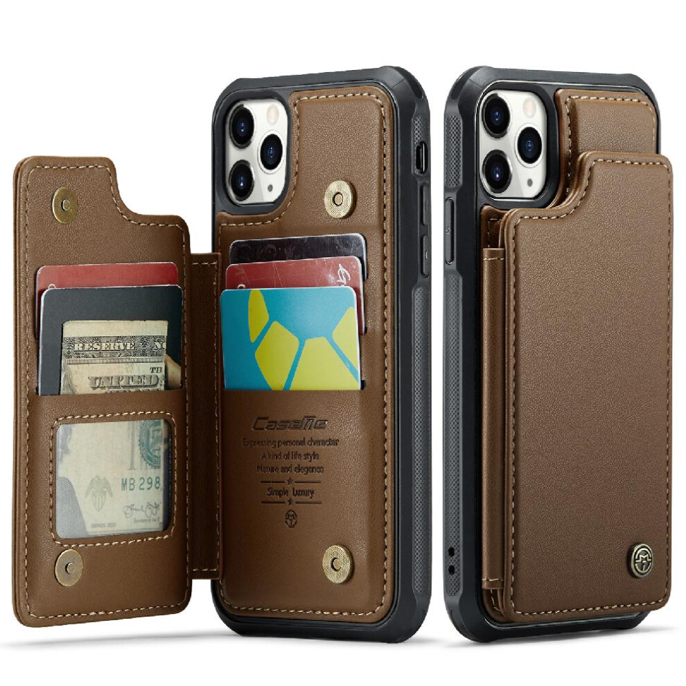Gangxun (Brown) Caseme Wallet Case For Iphone 11 Pro Max Rfid Blocking Pu Leather Slim Shockproof Case Card Holder Kickstand Brown