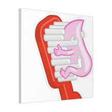 Canvas Print Only Toothbrush Hugging Toothpaste Wall Art Poster Room Decor 18x18 inch No Frame
