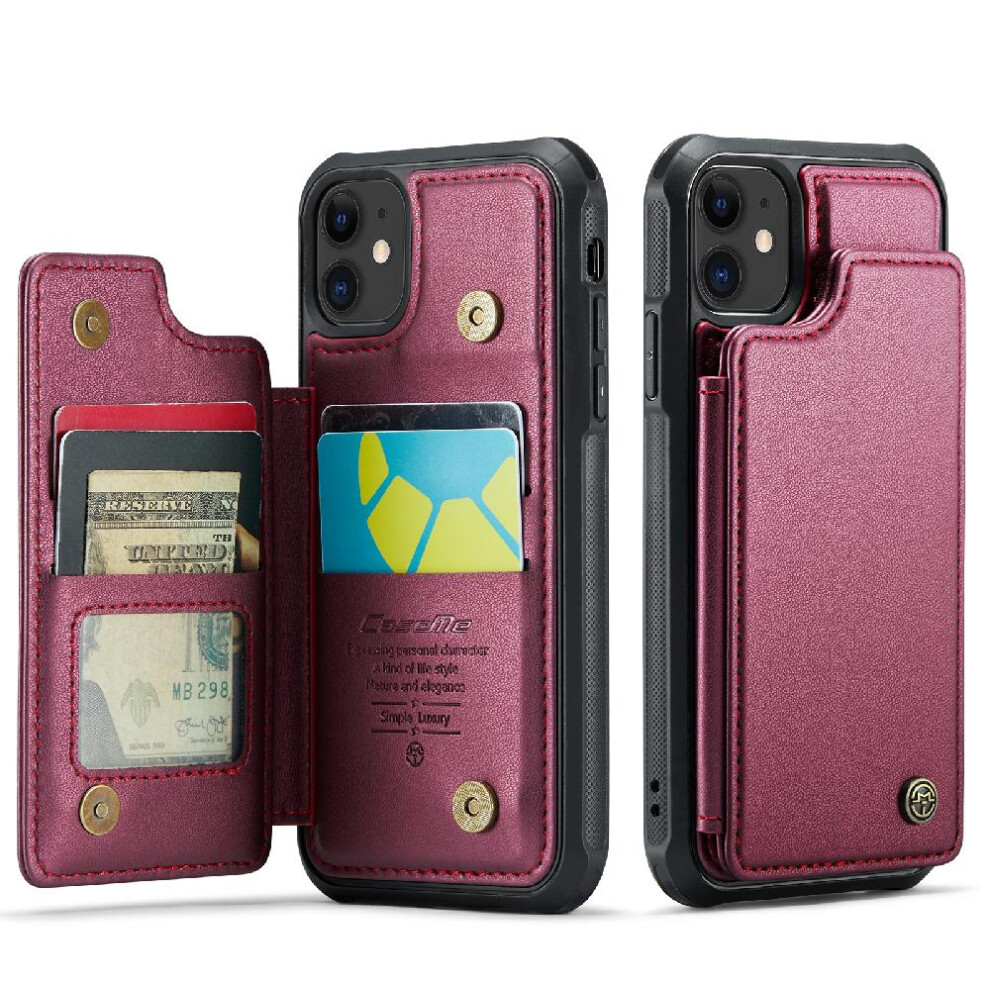 (Red) Caseme Wallet Case For Iphone 11 Rfid Blocking Kickstand Pu Leather Card Holder Slim Shockproof Case Red 764762595623