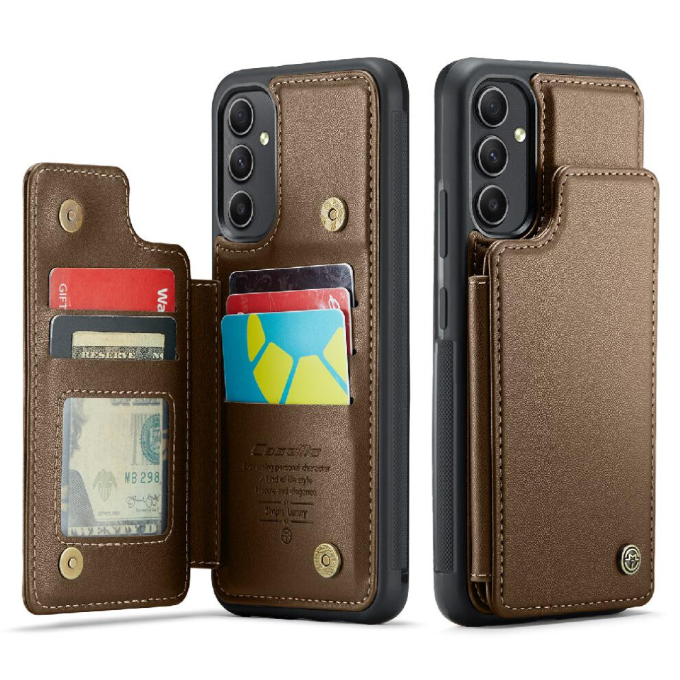 (Brown) Caseme Wallet Case For Samsung Galaxy A54 5G Slim Shockproof Case Card Holder Kickstand Rfid Blocking Pu Leather Brown 764762596262