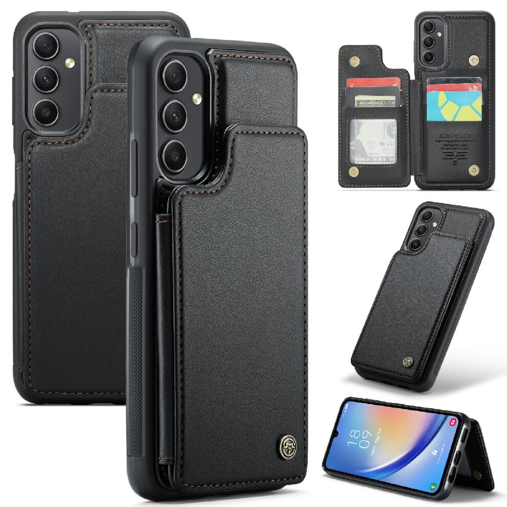(Black) Caseme Wallet Case For Samsung Galaxy A54 5G Slim Shockproof Case Card Holder Kickstand Rfid Blocking Pu Leather Black 764762596309