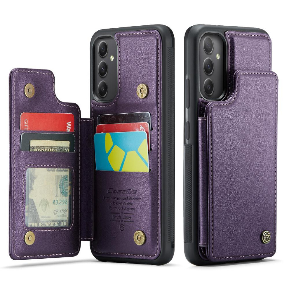 (Purple) Caseme Wallet Case For Samsung Galaxy A34 5G Slim Shockproof Case Kickstand Pu Leather Card Holder Rfid Blocking Purple 764762596330