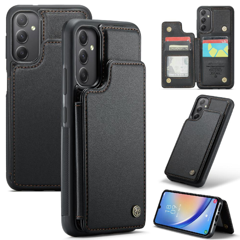(Black) Caseme Wallet Case For Samsung Galaxy A34 5G Slim Shockproof Case Kickstand Pu Leather Card Holder Rfid Blocking Black 764762596354