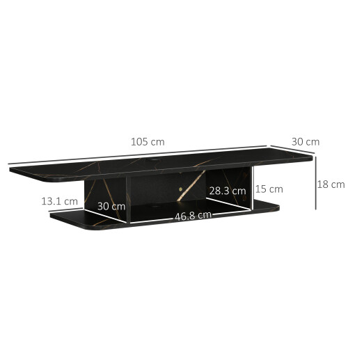 Homcom HOMCOM Wall Mounted TV  Stand Entertainment Unit with Storage Shelf, Black 1