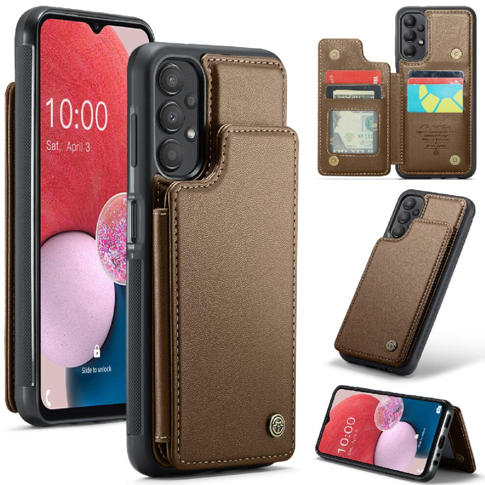 (Brown) Caseme Wallet Case For Samsung Galaxy A04s/A04/M13 5G Pu Leather Kickstand Card Holder Rfid Blocking Slim Shockproof Case Brown 764762596668