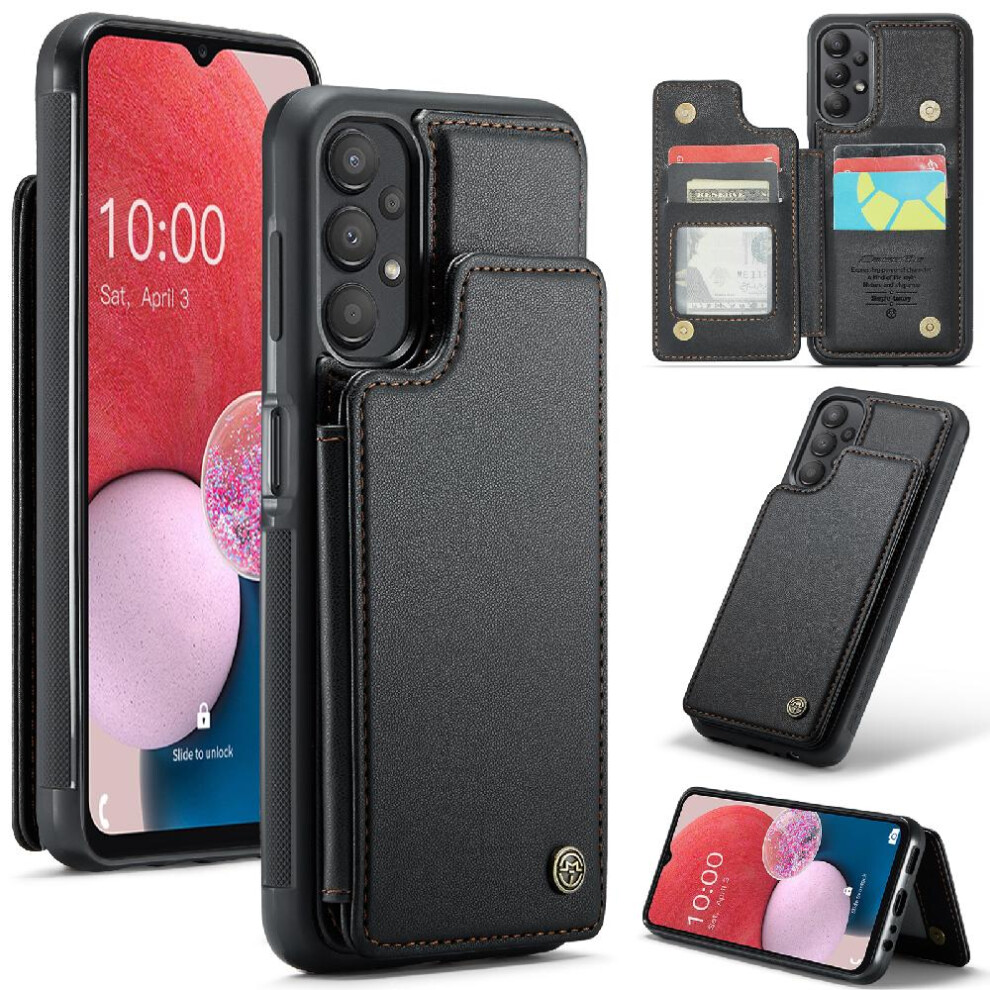 (Black) Caseme Wallet Case For Samsung Galaxy A04s/A04/M13 5G Pu Leather Kickstand Card Holder Rfid Blocking Slim Shockproof Case Black 764762596705