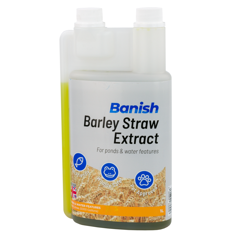 (1L Barley Straw Extract) Banish Barley Straw Extract Pond Water Treatment Green Algae Blanketweed Remover