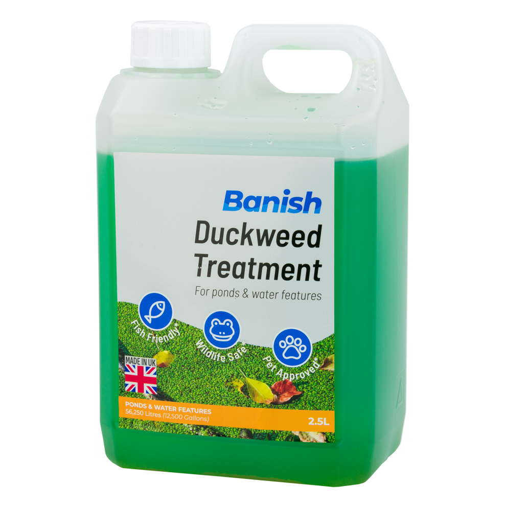 (2.5L Duckweed Treatment) Banish Duckweed Pond Water Treatment Natural Algae Remover Green Weed Clear Clearer Pet Wildlife Safe Pisces