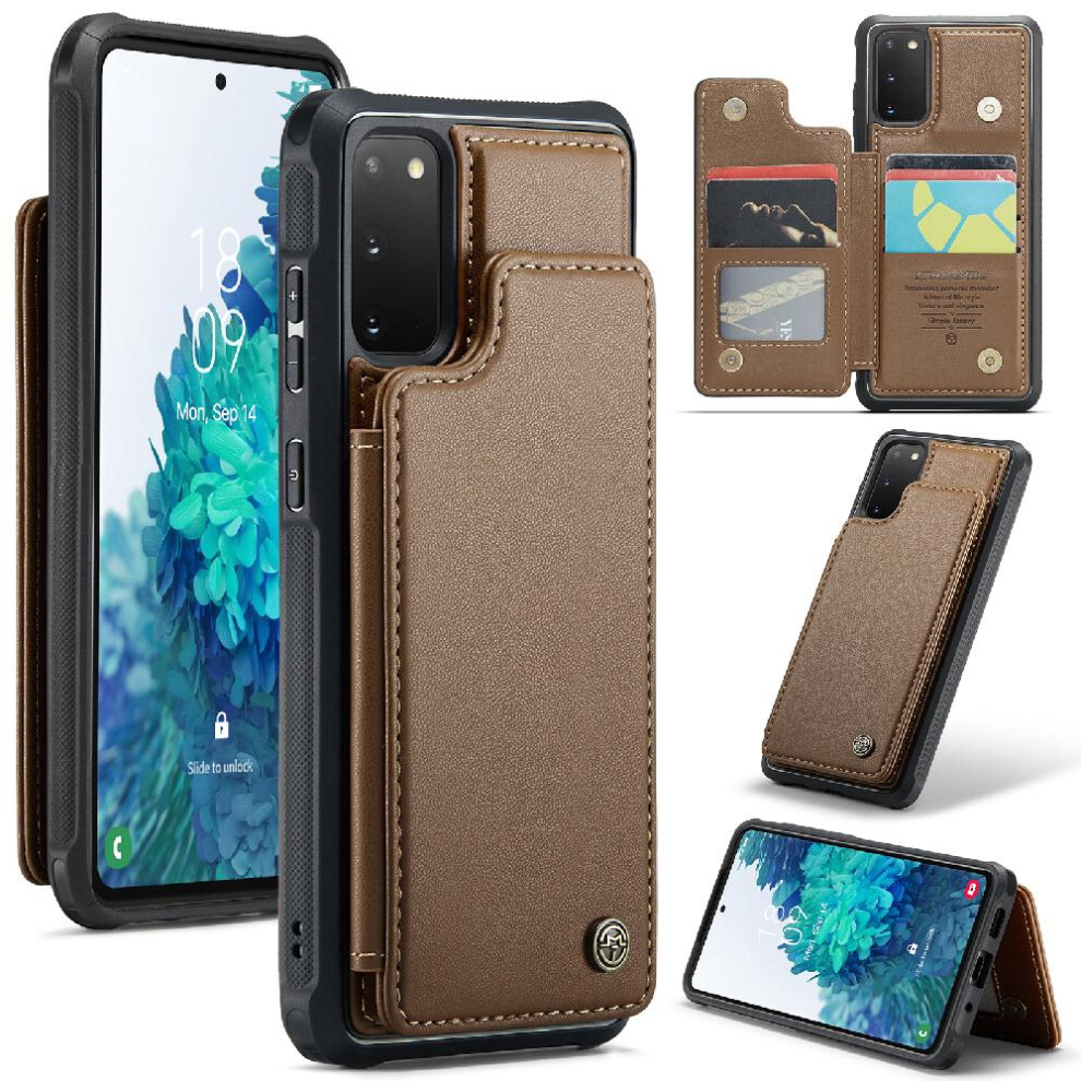 (Brown) Caseme Wallet Case For Samsung Galaxy S20 Fe Kickstand Slim Shockproof Case Rfid Blocking Card Holder Pu Leather Brown 764762597115