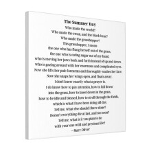 Canvas Print Only Mary Oliver Summer Day Poem Wall Art Poster Room Decor 18x18 inch No Frame