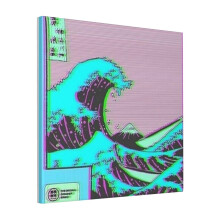 Canvas Print Only The Great Wave Off Vaporwave Kanagawa Wall Art Poster Room Decor 18x18 inch No Frame