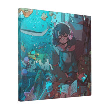 Canvas Print Only Underwater Train Wall Art Poster Room Decor 18x18 inch No Frame