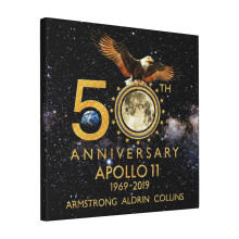 Canvas Print Only 50th Anniversary Apollo 11 Moon Landing 1969-2019 Wall Art Poster Room Decor 18x18 inch No Frame