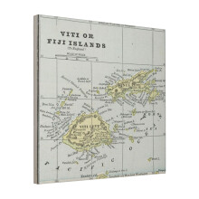 Canvas Print Only Vintage Fiji Islands Map (1901) Wall Art Poster Room Decor 18x18 inch No Frame
