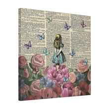 Canvas Print Only Alice In Wonderland - Wonderland Garden Wall Art Poster Room Decor 18x18 inch No Frame