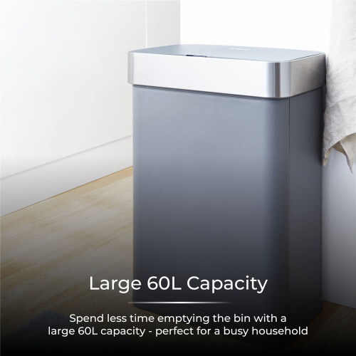 Tower Tower T938020GRY Compact Sensor Bin, Large 60L, Hands Free Opening, Automatic Close, Retaining Ring, Grey 2