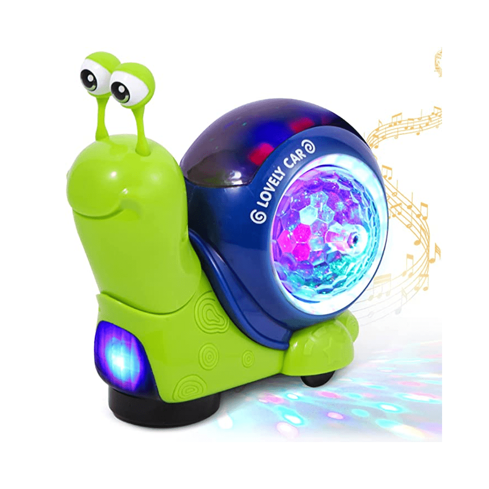 (Green Snails) Musical Light Up Crawling Snail Toy Early Learning Educational Toy with Interactive Features