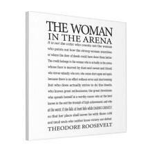 Canvas Print Only Daring Greatly Quote, Woman In The Arena - Inspirational Gift For Woman Entrepreneur Wall Art Room Decor 18x18 inch No Frame