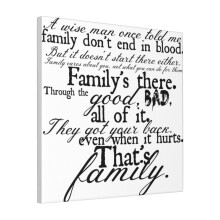 Canvas Print Only Family Don't End In Blood Wall Art Poster Room Decor 18x18 inch No Frame