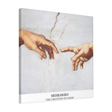 Canvas Print Only The Creation Of Adam Michelangelo Fingers Touching Wall Art Poster Room Decor 18x18 inch No Frame