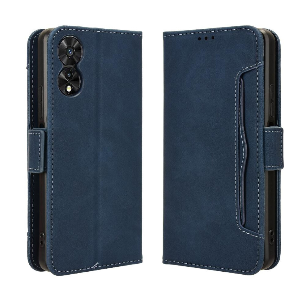 (Blue) Case For TCL 505 4G Leather Wallet Cover Adjustable Detachable Card Holder Magnetic Closure