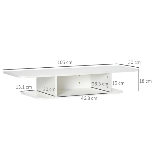 Homcom HOMCOM Wall Mounted TV  Stand Entertainment Unit with Storage Shelf, White 1