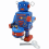 (Blue) Vintage Clockwork Drumming Robot Toy - Tabletop or Bookshelf Decor 1