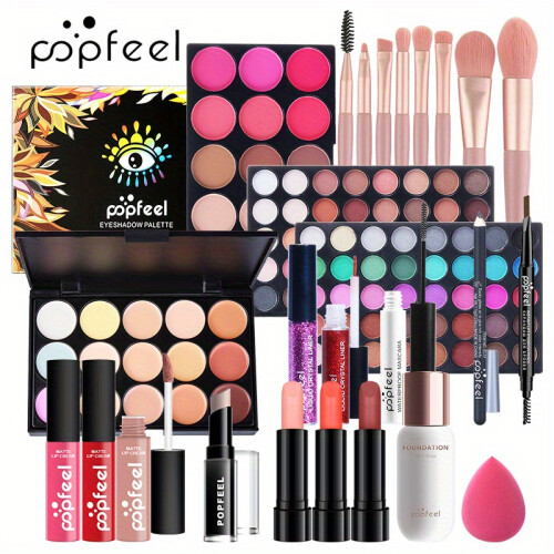 (KIT003D) Professional Makeup Set for Women - Includes Eyeshadow Palette, Makeup Tools