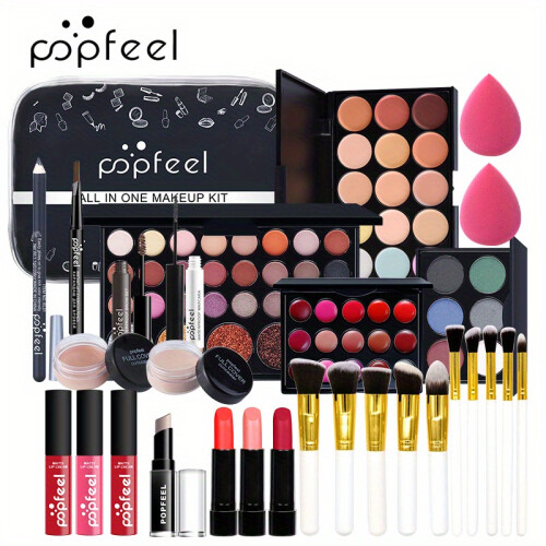 (KIT003B) Professional Makeup Set for Women - Includes Eyeshadow Palette, Makeup Tools
