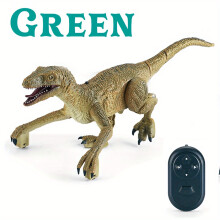 (Green) Walking and Roaring RC Dinosaur Robot with Light and Sound - Ideal Gift for Kids on Birthday