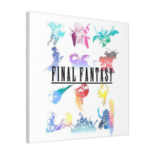 Canvas Print Only Retro Final Fantasy Logos Wall Art Poster Room Decor 18x18 inch No Frame