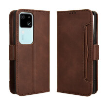 (Brown) Case For VIVO V30 5G/V30 Pro 5G Magnetic Closure Leather Wallet Cover Adjustable Detachable Card Holder