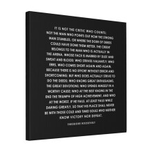 Canvas Print Only The Man In The Arena - Theodore Roosevelt Wall Art Poster Room Decor 18x18 inch No Frame